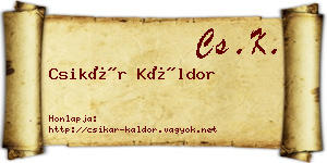 Csikár Káldor névjegykártya